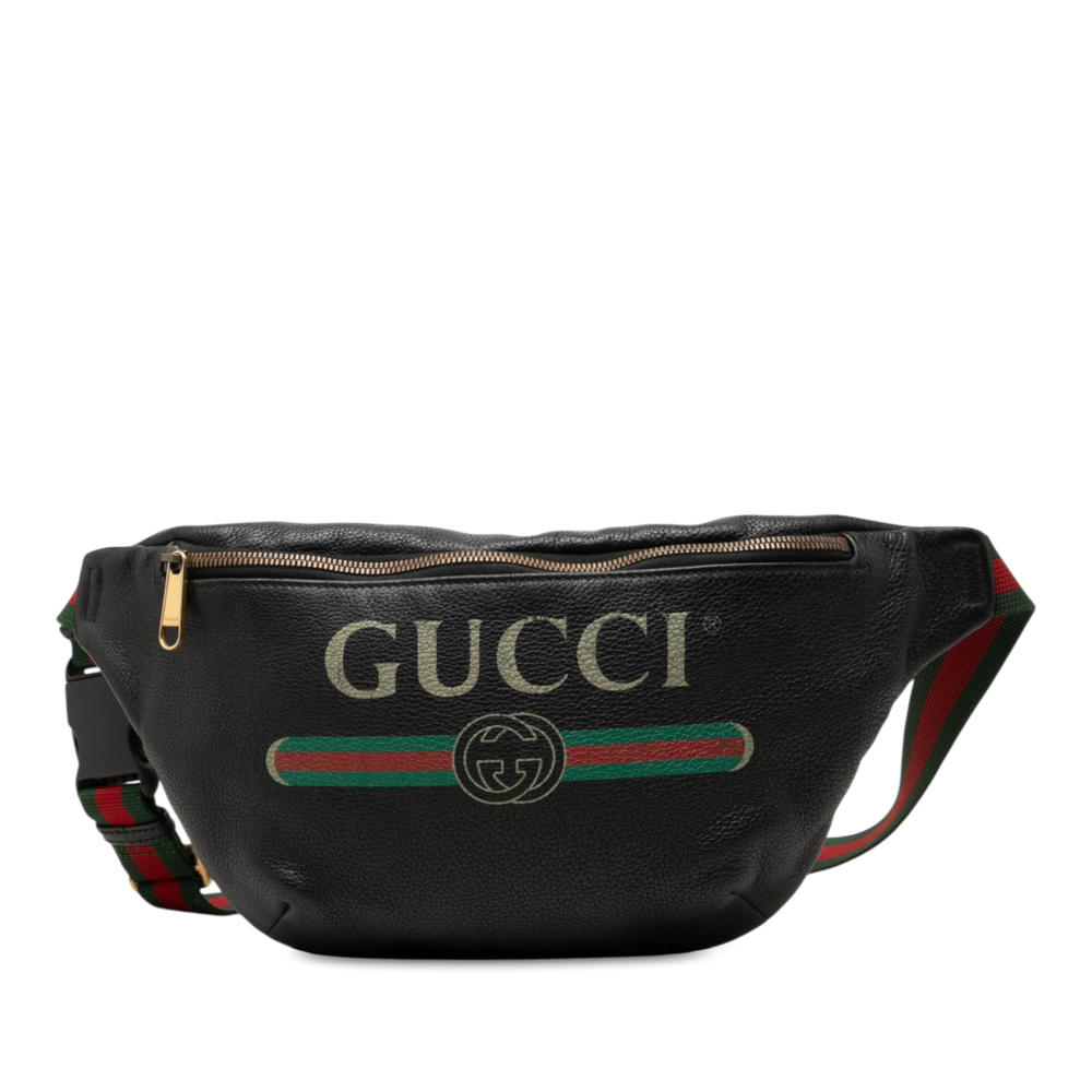 Pre-Loved Gucci Calfskin Logo Web Belt Bag